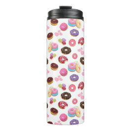 Kleurrijke en lekkere donuts en harten thermosbeker