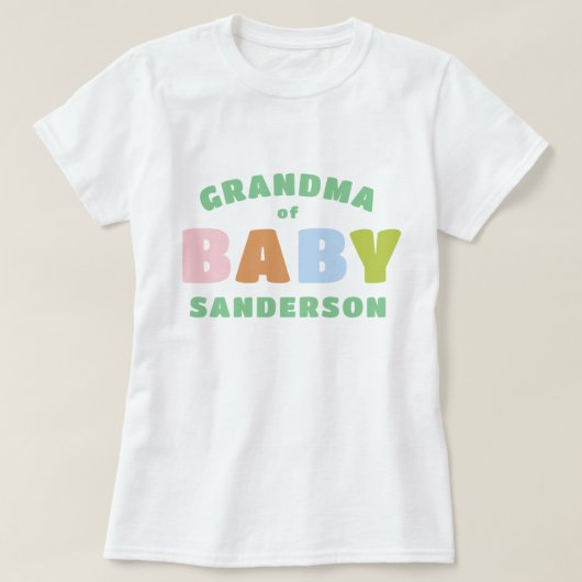 Kleurrijke en leuke aangepaste naam oma t-shirt (Design voorkant)