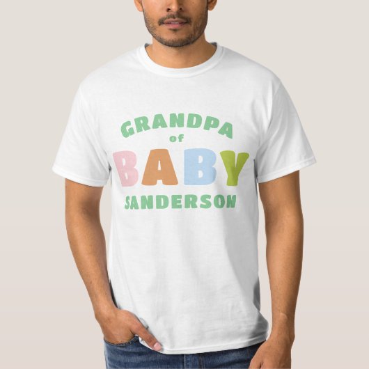 Kleurrijke en leuke aangepaste naam opa t-shirt (Voorkant)
