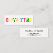 Kleurrijke en leuke babysitter/nanny visitekaartje (Voorkant / Achterkant)