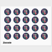 Kleurrijke en Leuke HO HO HO Navy Blue Christmas Ronde Sticker (Vel)