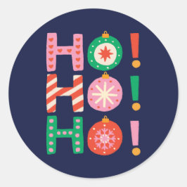 Kleurrijke en Leuke HO HO HO Navy Blue Christmas Ronde Sticker
