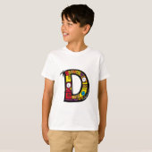 Kleurrijke en leuke Monogram D Tribal en Doodle St T-shirt (Voorkant volledig)