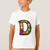 Kleurrijke en leuke Monogram D Tribal en Doodle St T-shirt (Voorkant)