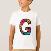 Kleurrijke en leuke Monogram G Tribal en Doodle T-shirt (Voorkant)