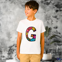 Kleurrijke en leuke Monogram G Tribal en Doodle T-shirt