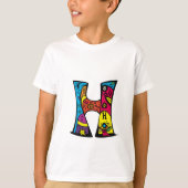 Kleurrijke en leuke Monogram H Tribal en Doodle T-shirt (Voorkant)