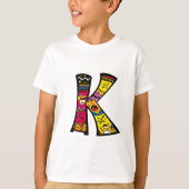 Kleurrijke en leuke Monogram K Tribal en Doodle St T-shirt (Voorkant)