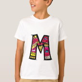 Kleurrijke en leuke Monogram M Tribal en Doodle T-shirt (Voorkant)