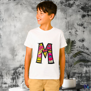 Kleurrijke en Leuke Monogram M Tribal en Doodle T-shirt