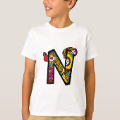 Kleurrijke en leuke Monogram N Tribal en Doodle St T-shirt (Voorkant)