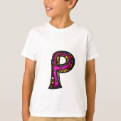 Kleurrijke en leuke Monogram P Tribal en Doodle T-shirt (Voorkant)