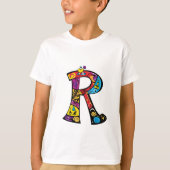 Kleurrijke en leuke Monogram R Tribal en Doodle Od T-shirt (Voorkant)