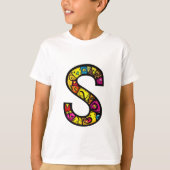 Kleurrijke en leuke Monogram S Tribal en Doodle T-shirt (Voorkant)