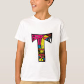 Kleurrijke en leuke Monogram T Tribal en Doodle T-shirt (Voorkant)