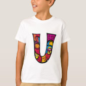 Kleurrijke en leuke Monogram U Tribal en Doodle T-shirt (Voorkant)