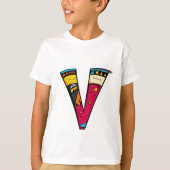 Kleurrijke en leuke Monogram V Tribal en Doodle T-shirt (Voorkant)