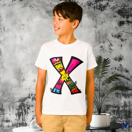 Kleurrijke en leuke Monogram X Tribal en Doodle T-shirt