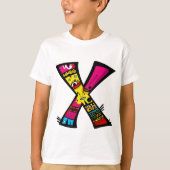 Kleurrijke en leuke Monogram X Tribal en Doodle T-shirt (Voorkant)