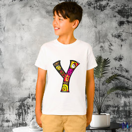Kleurrijke en Leuke Monogram Y Tribal en Doodle T-shirt