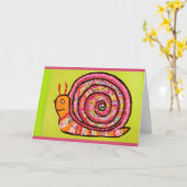 Kleurrijke en leuke slak Wenskaart Kaart (Gele Bloem)