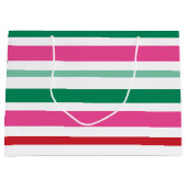 Kleurrijke en levendige gestreepte kerstcadeautas groot cadeauzakje (Voorkant)