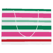 Kleurrijke en levendige gestreepte kerstcadeautas groot cadeauzakje (Achterkant)