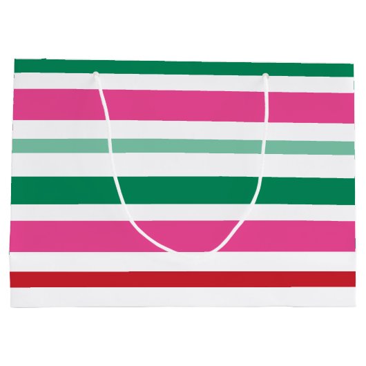 Kleurrijke en levendige gestreepte kerstcadeautas groot cadeauzakje (Achterkant)