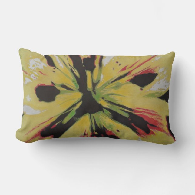 Kleurrijke en levendige hedendaagse abstracte bloe kussen (Voorkant)