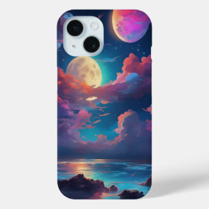 Kleurrijke en levendige nachtscène over een oceaan iPhone 15 case