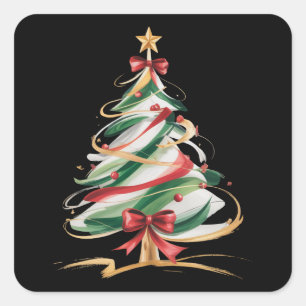 Kleurrijke en lichte kerstbomen Kerstvakantie Wint Vierkante Sticker