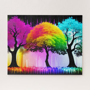 Kleurrijke en Majestueuze Regenboog Bos Bomen Legpuzzel