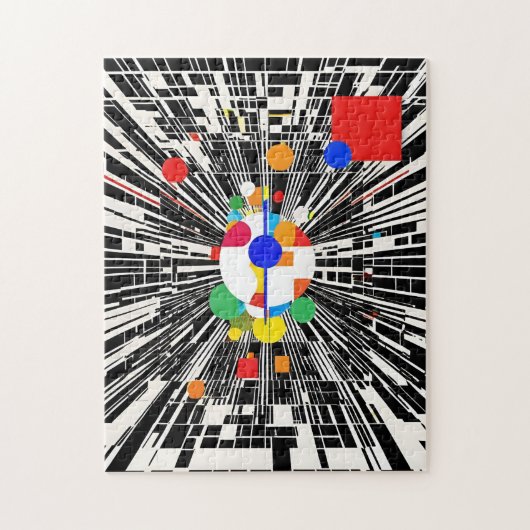 Kleurrijke en moderne abstractiecircuit toekomst legpuzzel (Verticaal)
