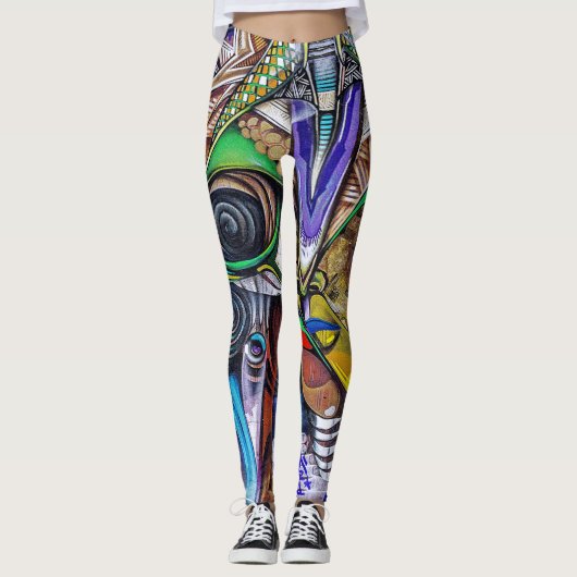 Kleurrijke en moderne Graffiti-leggings Leggings (Voorkant)