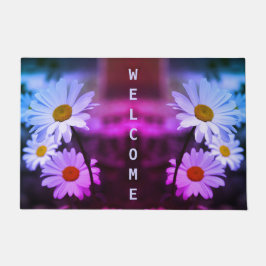 Kleurrijke en moderne Paarse en blauwe Floral Deurmat