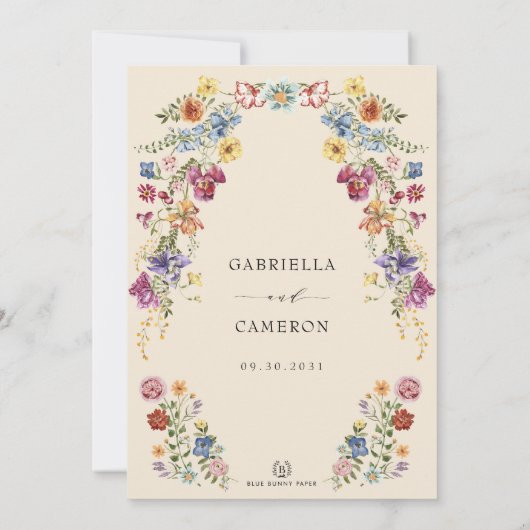 Kleurrijke en oude Boho-bloem Kaart (Achterkant)