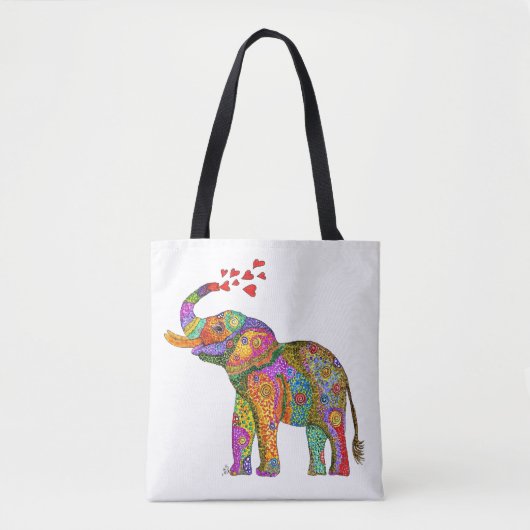 Kleurrijke en Schattigee olifant Canvas tas (Voorkant)
