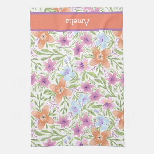 Kleurrijke en Schattigee Pastel Bloemen Patroon Na Theedoek (Verticaal)