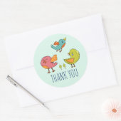Kleurrijke en Schattigee Whimsical Birds Trio Beda Ronde Sticker (Envelop)
