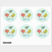 Kleurrijke en Schattigee Whimsical Birds Trio Beda Ronde Sticker (Vel)