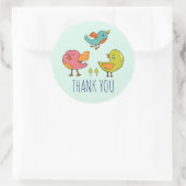 Kleurrijke en Schattigee Whimsical Birds Trio Beda Ronde Sticker (Tas)