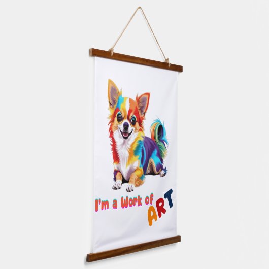 Kleurrijke en speelse Chihuahua Ik ben een kunstwe Hangend Wandkleed (Gebogen)