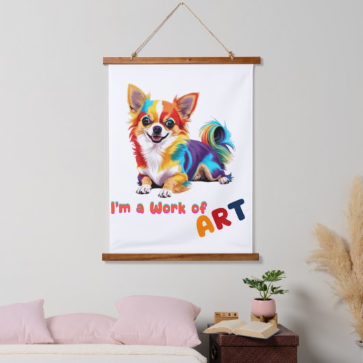 Kleurrijke en speelse Chihuahua Ik ben een kunstwe Hangend Wandkleed (Slaapkamer)