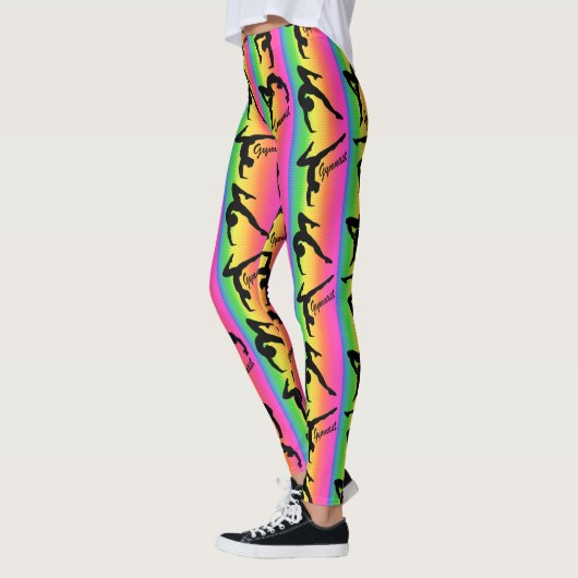 KLEURRIJKE EN STIJLVOLLE REGENBOOG GYMNASTIEK LEGG LEGGINGS (Links)