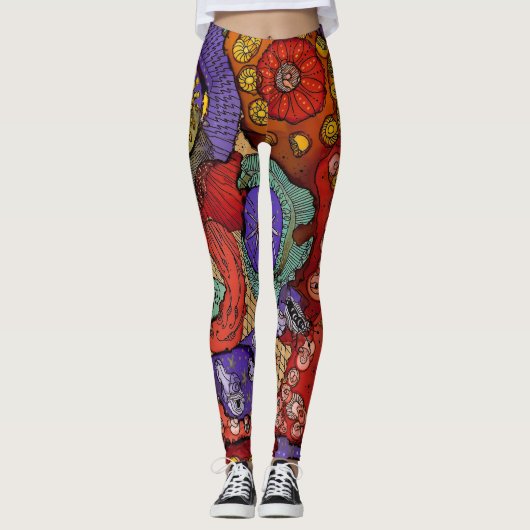 Kleurrijke en Trendy Abstract Patroon Leggings (Voorkant)