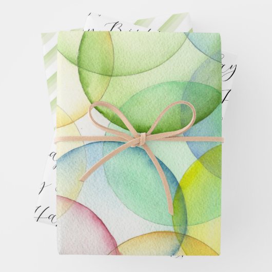 Kleurrijke en trendy verjaardagscadeauverpakking inpakpapier vel (In situ)