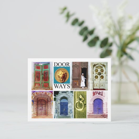 Kleurrijke en uitnodigende deuren briefkaart (Staand voorkant)