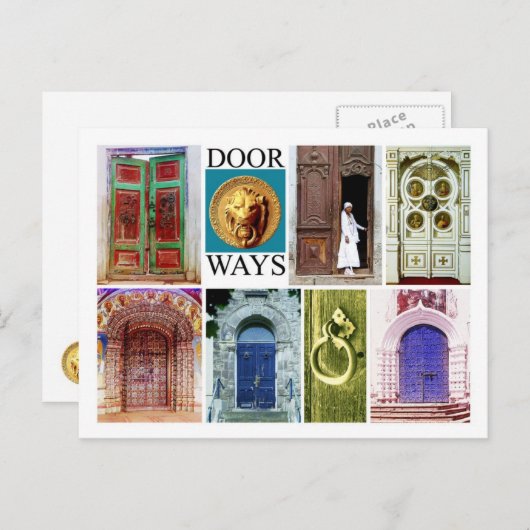 Kleurrijke en uitnodigende deuren briefkaart (Voorkant / Achterkant)