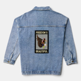 Kleurrijke en verfrissende vogels vliegen met cita denim jacket
