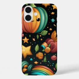 KLEURRIJKE EN VROLIJKE HALLOWEEN POMPOENEN & BLOEM iPhone 16 PLUS HOESJE